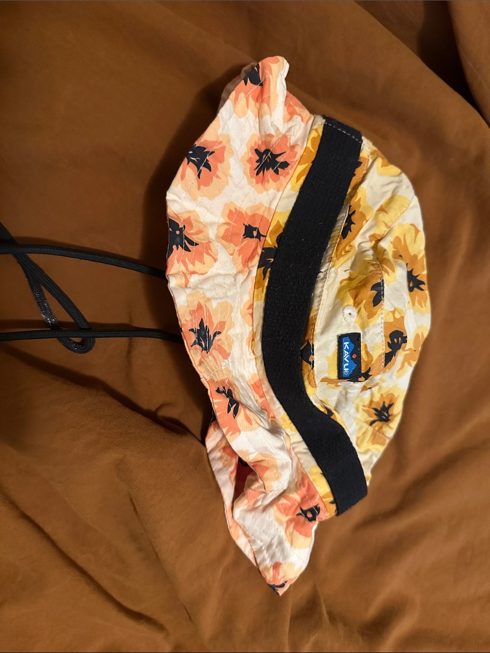 Kavu Kids Floral Bucket Hat - Peach, Yellow & Navy